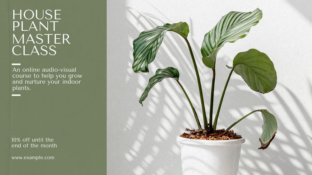 Houseplant masterclass blog banner template, editable text