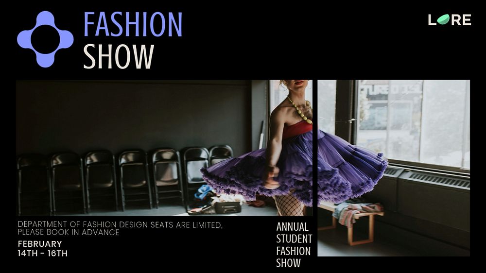 Fashion show blog banner template, editable text