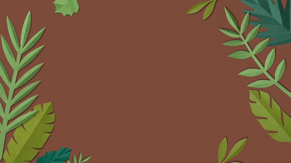 Paper leaf frame desktop wallpaper, editable design