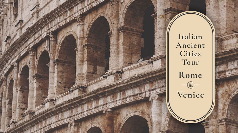 Italian city tour blog banner template, editable text