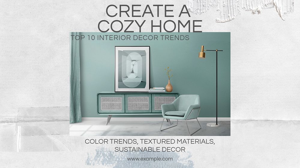 Cozy home blog banner template, editable text