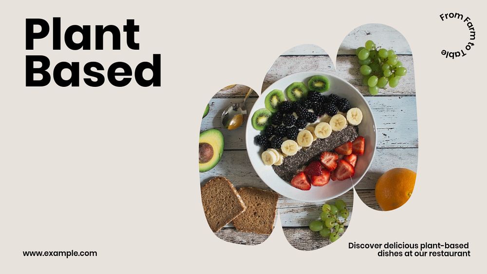 Plant-based restaurant blog banner template, editable text