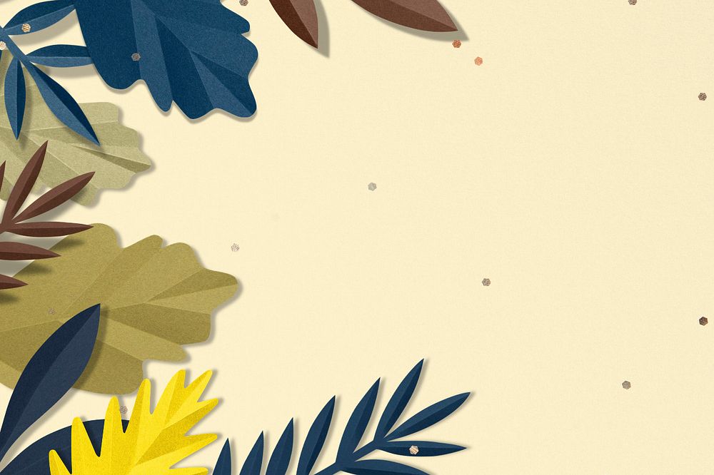 Paper craft leaf background, editable design