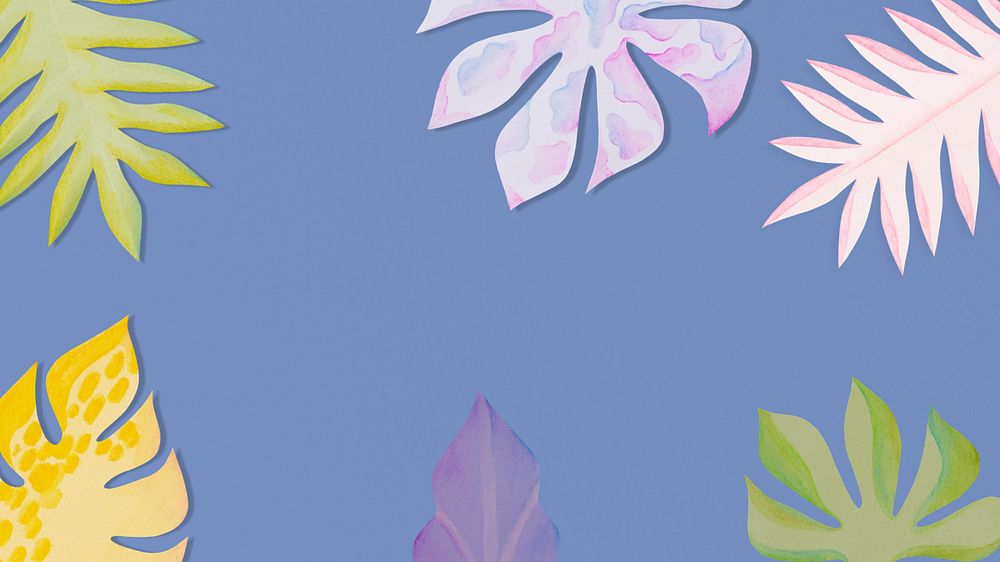 Paper craft leaf desktop wallpaper, editable design