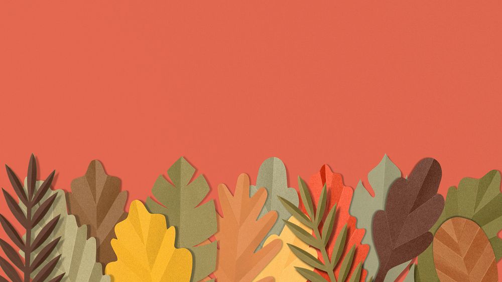 Paper craft leaf desktop wallpaper, editable design