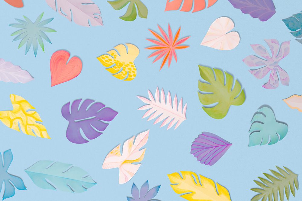 Paper craft leaf background, editable design