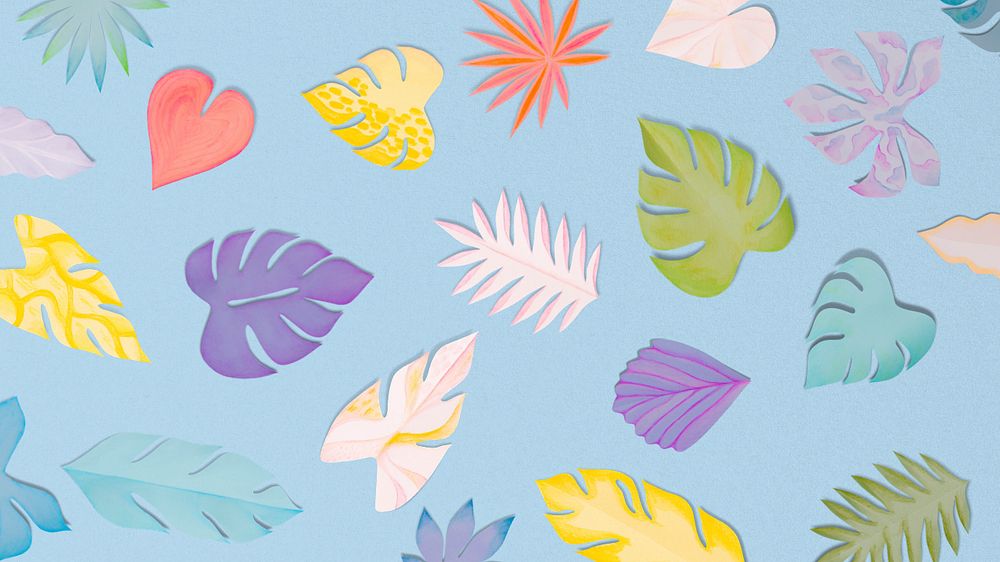 Paper craft leaf desktop wallpaper, editable design