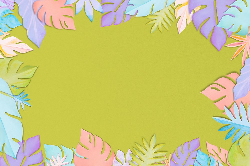 Paper craft leaf border background, editable design