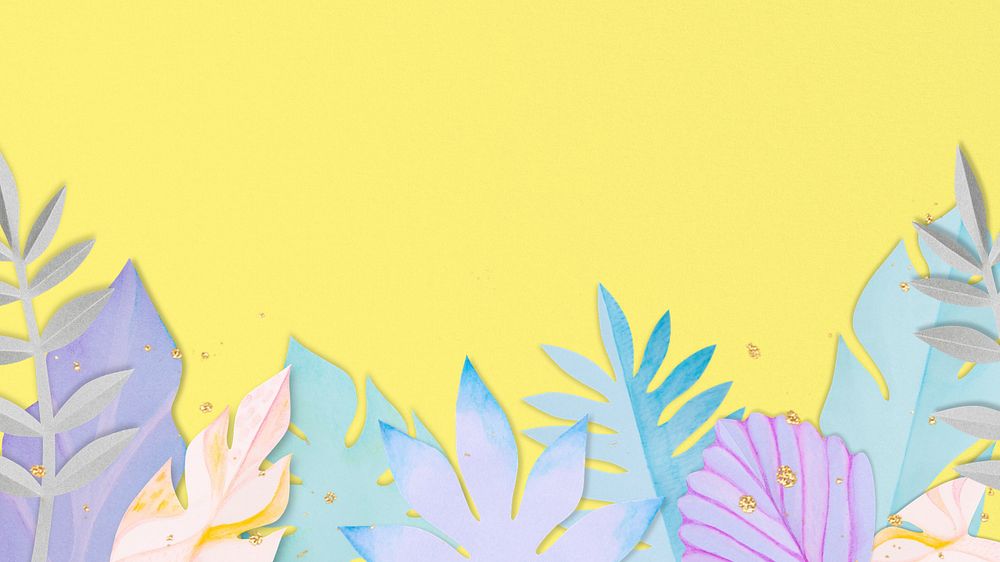 Paper craft leaf desktop wallpaper, editable design