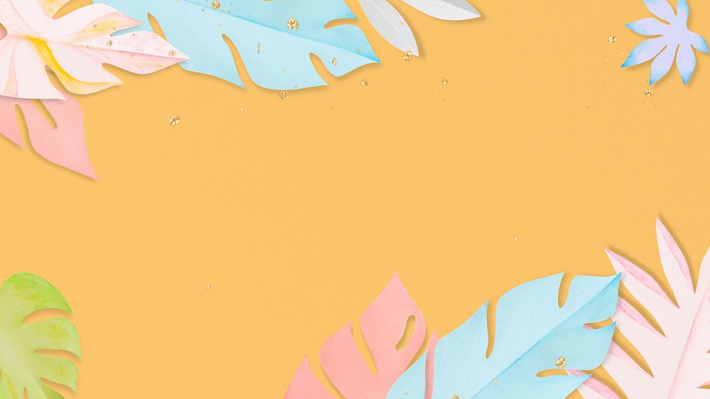 Paper leaf frame desktop wallpaper, editable design