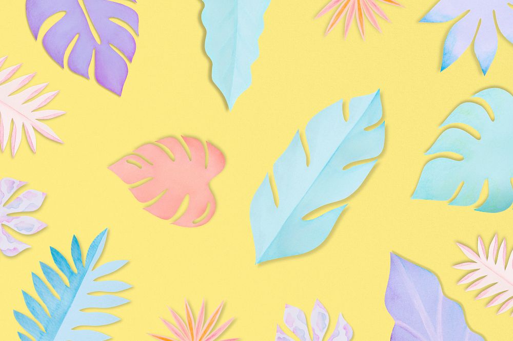 Paper craft leaf background, editable design