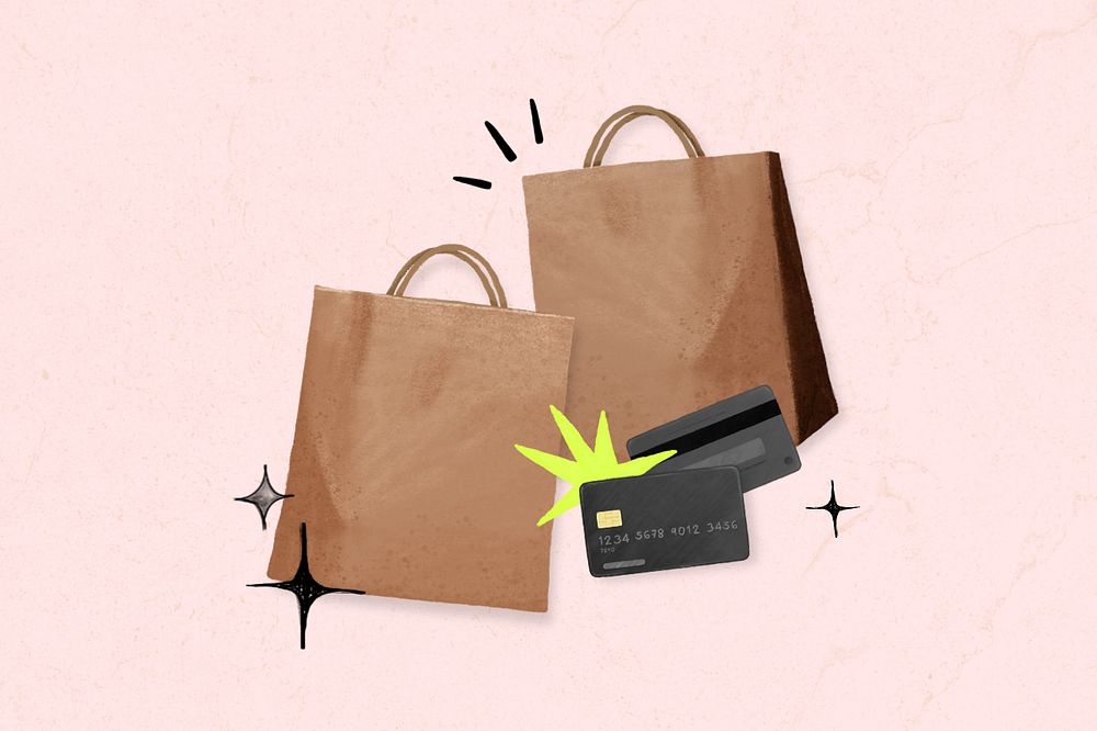 Shopping bags, credit card remix, editable design