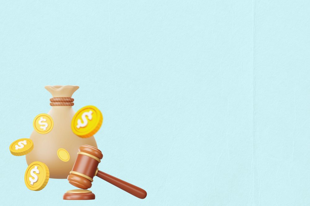 Financial law background, 3D gavel & money bag remix, editable design