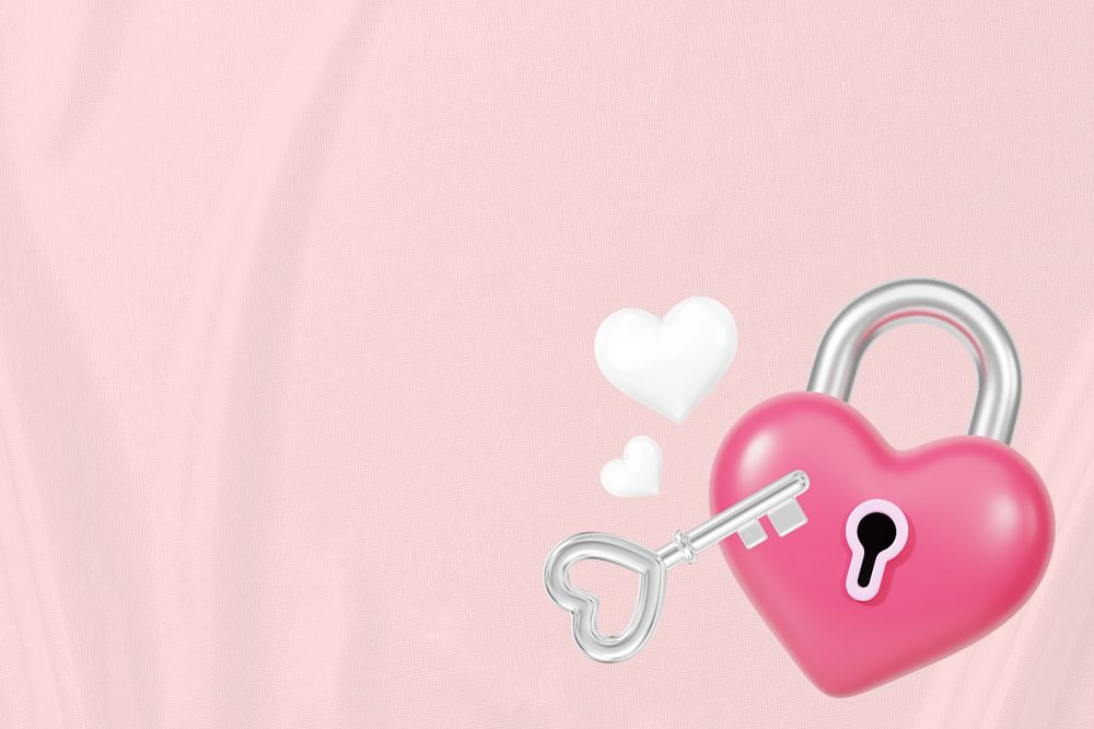 Valentine's heart padlock background, 3D love remix, editable design