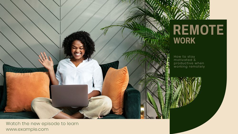 Remote work blog banner template, editable text