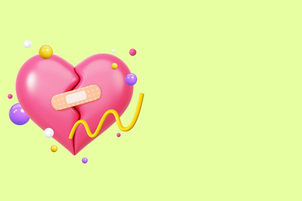 Bandaged broken heart background, 3D love remix, editable design