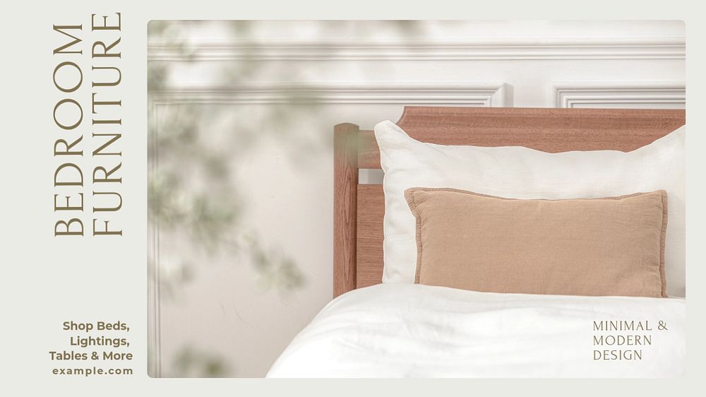 Bedroom furniture blog banner template, editable text