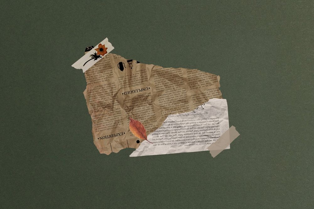 Aesthetic torn book paper collage