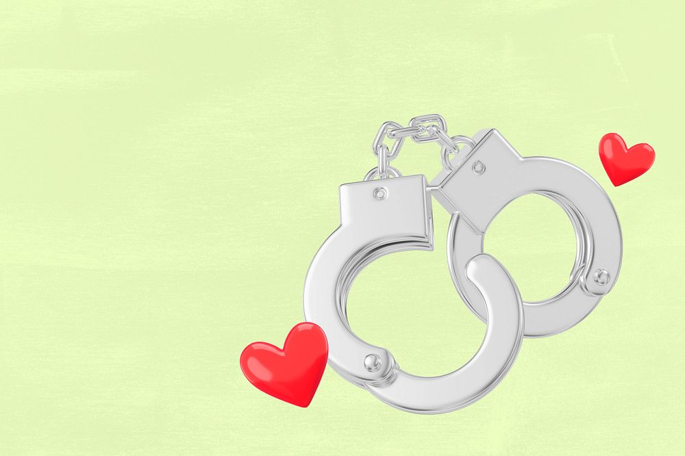 Valentine's heart handcuffs background, 3D love remix, editable design