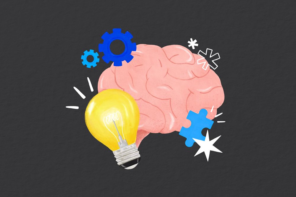 Creative ideas brain, light bulb, business remix, editable design