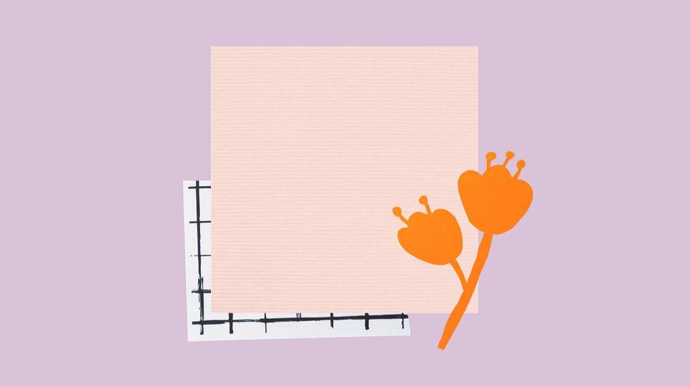 Cute desktop wallpaper, pastel paper note with flower doodle, editable design, editable design