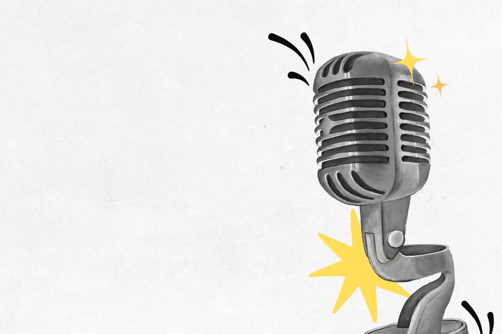 Retro microphone background, standup comedy remix, editable design