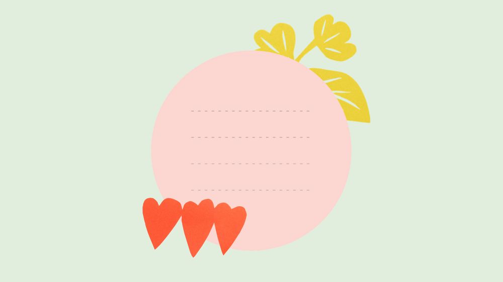 Green desktop wallpaper, pastel paper note with cute doodles, editable design