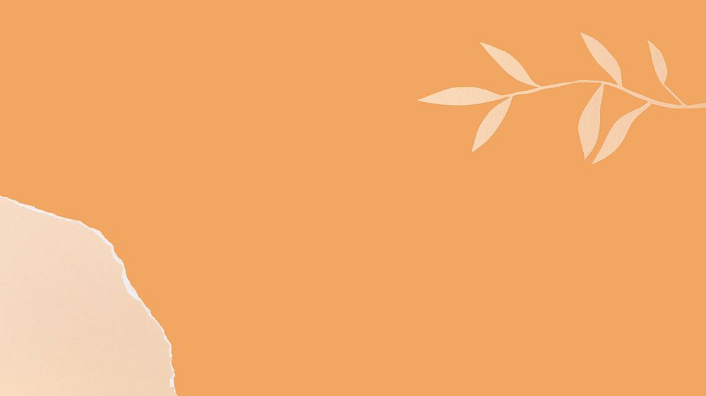 Plant desktop wallpaper, cute doodles on orange background, editable design