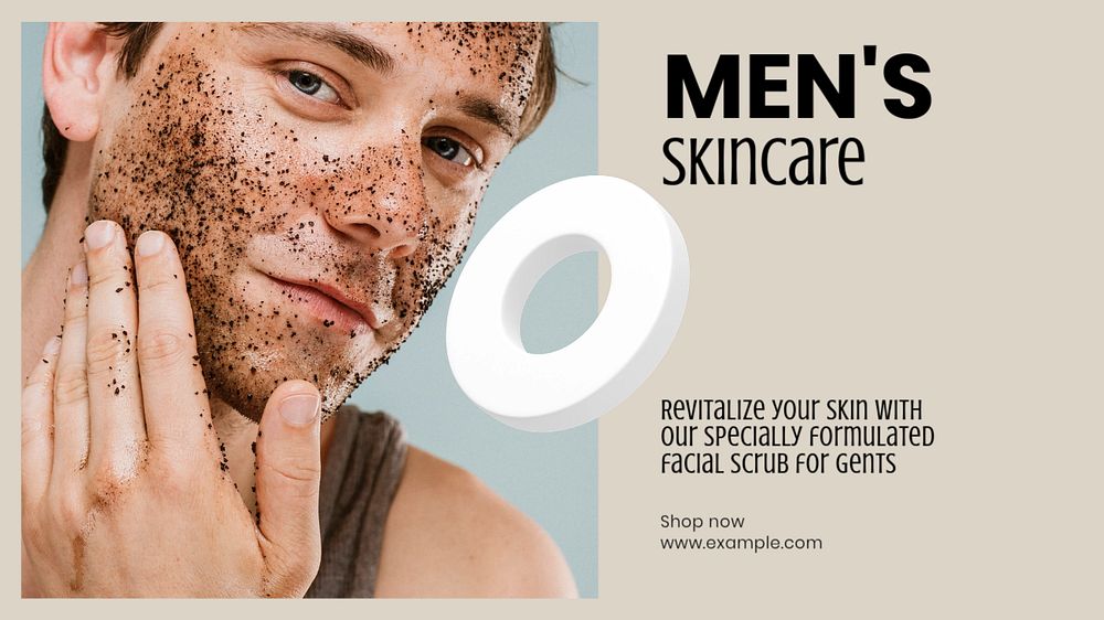 Men's skincare blog banner template, editable text