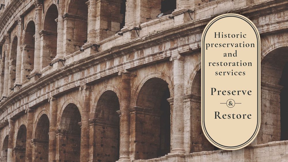 Preservation restoration services blog banner template, editable text