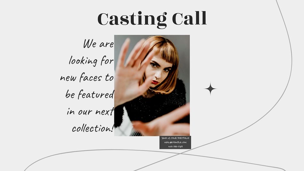 Casting call blog banner template, editable text