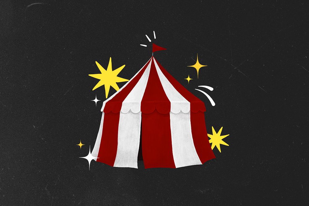 Red circus tent illustration, editable design