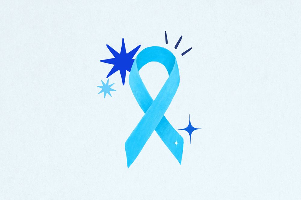 Blue ribbon, cancer awareness illustration, editable design