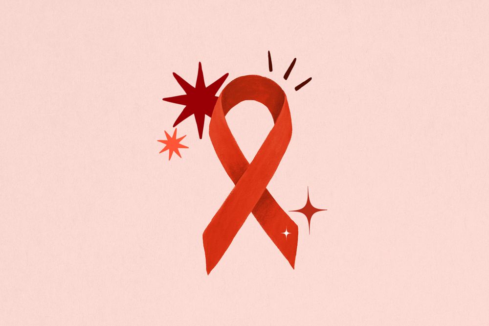 Red ribbon, HIV/AIDS awareness illustration, editable design