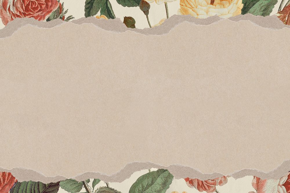 Vintage flower border background, brown paper editable design