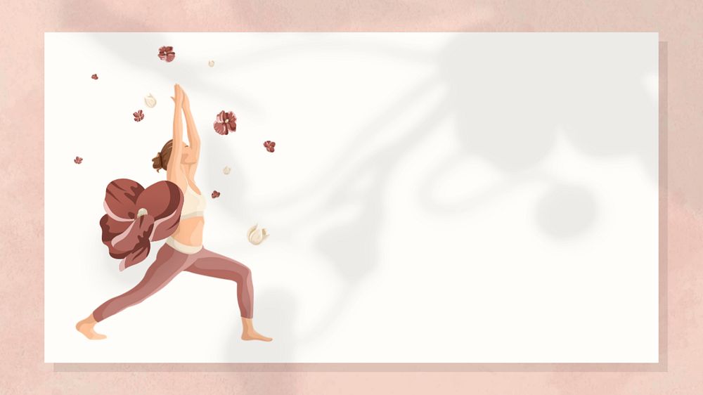 Woman flower yoga desktop wallpaper frame, editable design