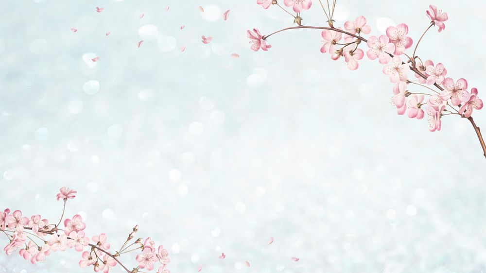 Cherry blossom, spring desktop wallpaper, editable design