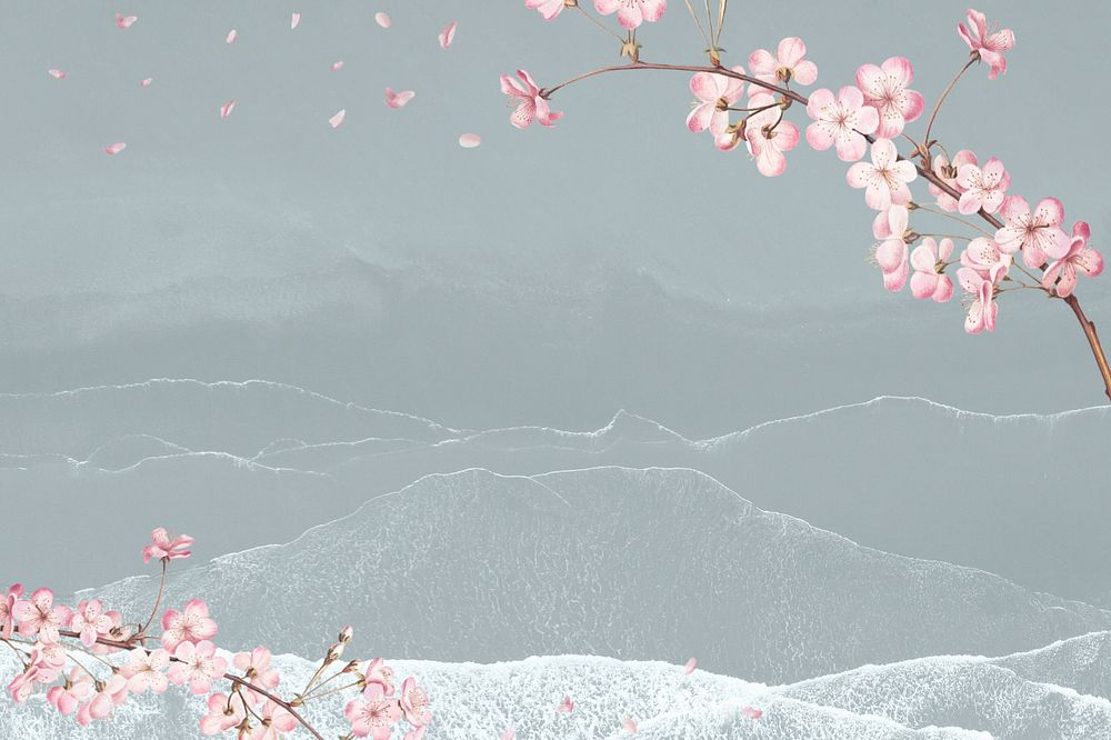 Cherry blossom flower branch background, editable design