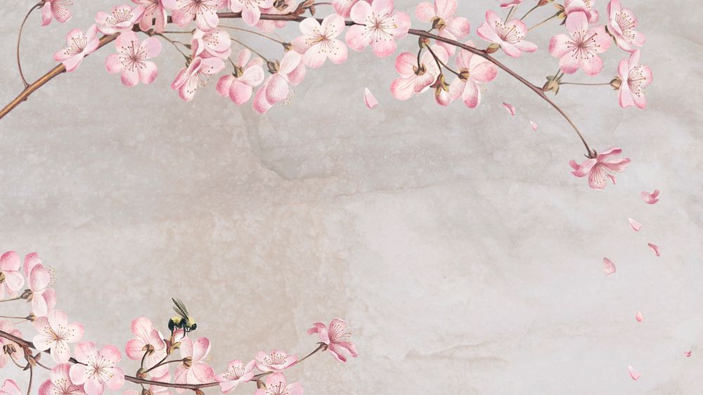 Cherry blossom, vintage desktop wallpaper, editable design