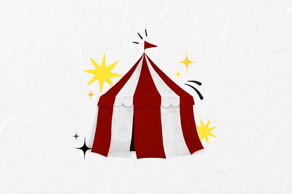 Red circus tent illustration, editable design