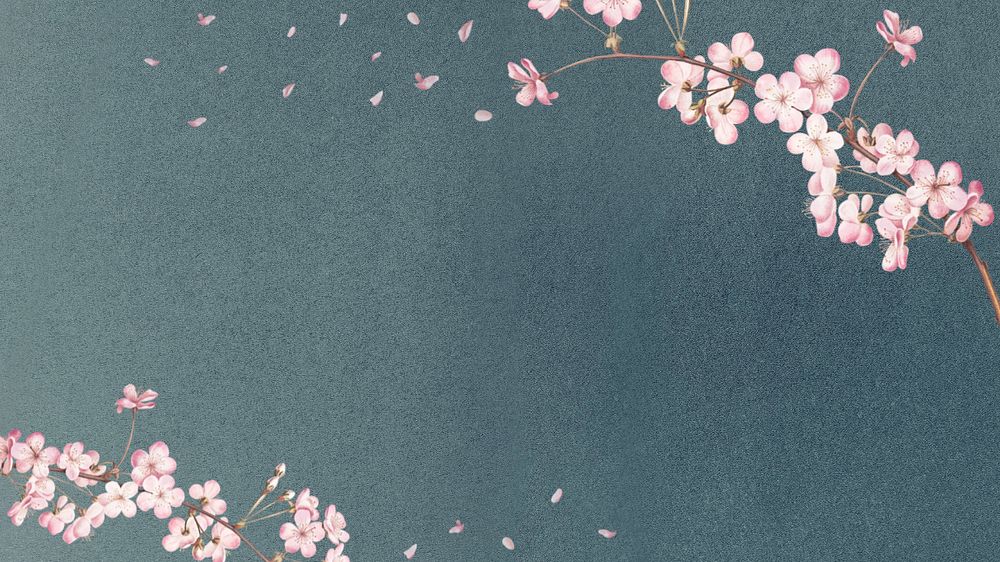 Cherry blossom, vintage desktop wallpaper, editable design