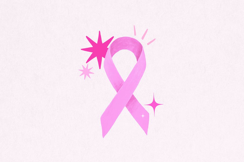 Pink ribbon, cancer awareness illustration, editable design