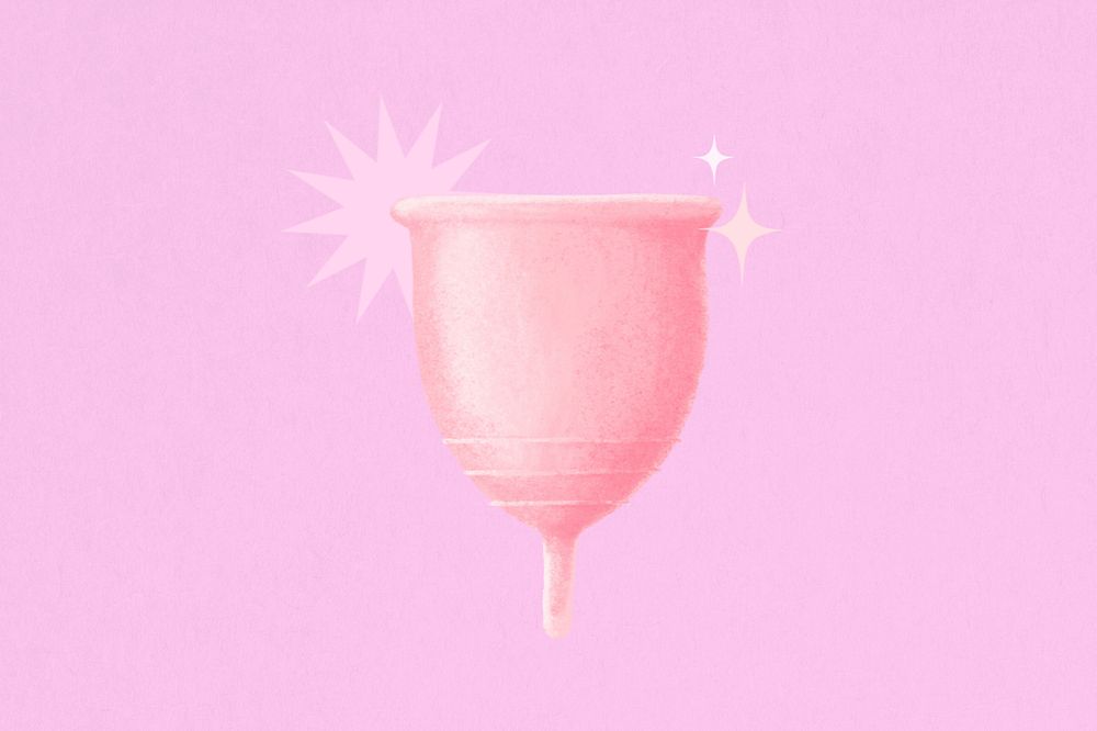 Pink menstrual cup, women's health illustration, editable design