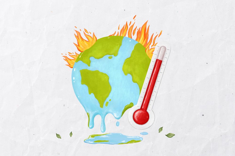 Melting globe, environment illustration, editable design