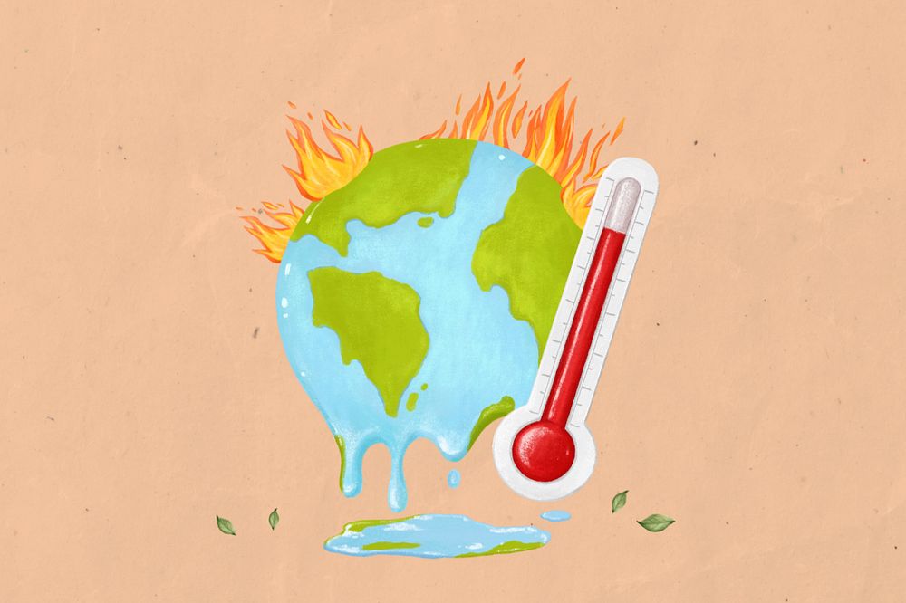 Melting globe, environment illustration, editable design