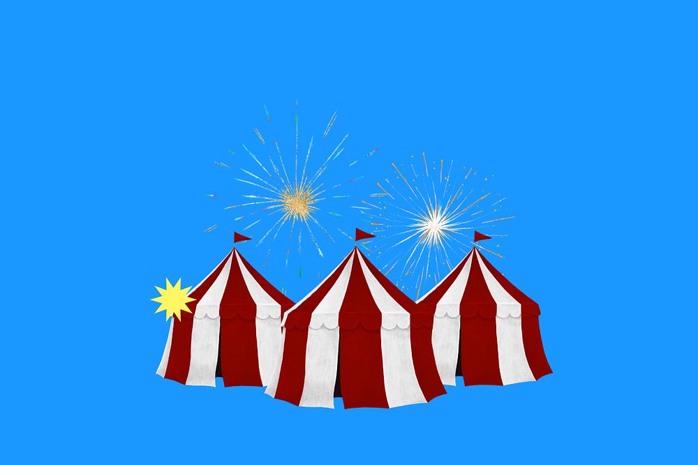 Circus tent fireworks illustration, editable design