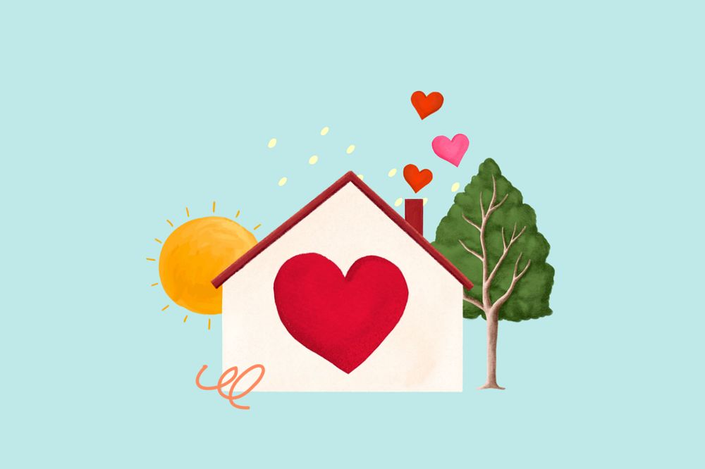 Home with heart illustration, editable design