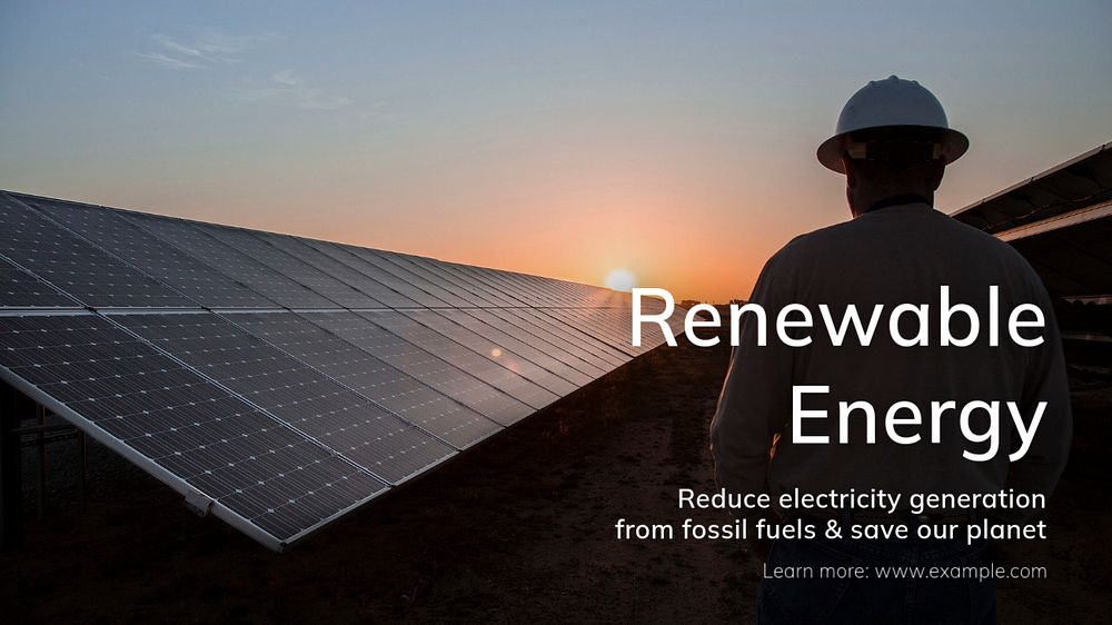 Renewable energy blog banner template, editable text