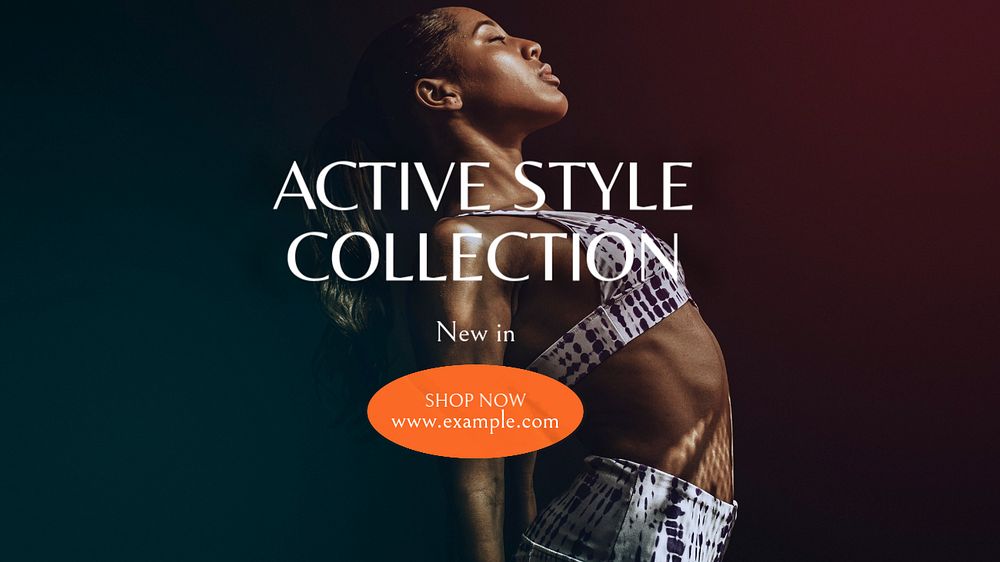 Active fashion blog banner template, editable text