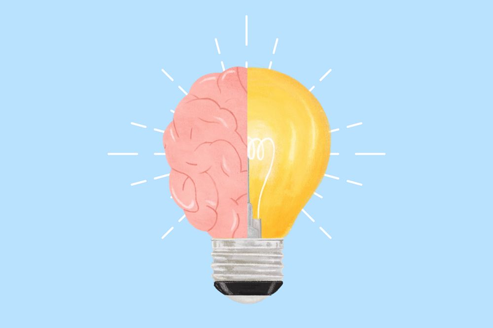 Light bulb brain, creative ideas remix, editable design